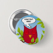 カスタマイズ可能な夢を見るフクロウ-多数色 缶バッジ (正面&裏面)