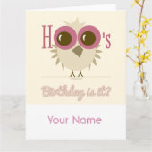 カスタマイズ可能な大きな鳥フクロウ誕生日の挨拶状 カード (黄色い花)