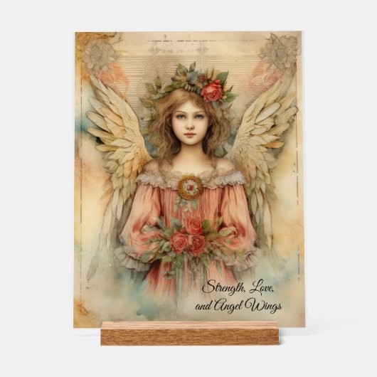 カスタマイズ可能な大事な行事ヴィンテージ天使 アクリルサイン (正面)