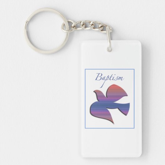 カスタマイズ可能な大人のバプテスマ鳩 キーホルダー (正面)