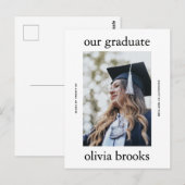 カスタマイズ可能な大学の卒業記念フォトカード | Minimal Graduation Photo ポストカード (正面/裏面)