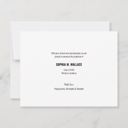 カスタマイズ可能な大学院スクリプト写真 案内状 (裏面)