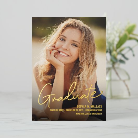 カスタマイズ可能な大学院写真クラス年大学 箔シーズンカード (立ち正面)