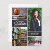 カスタマイズ可能な大学院写真コラージクラスパーティー 招待状 (正面/裏面)