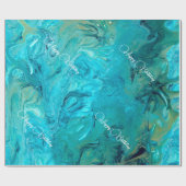 カスタマイズ可能な大理石効果テクスチャ付きエメラルドブルー ラッピングペーパー (フラット)