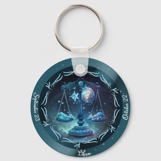 カスタマイズ可能な天秤座の名前と日付 キーホルダー (正面)