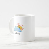 カスタマイズ可能な太陽と雲のデザイン コーヒーマグカップ (正面左)