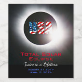 カスタマイズ可能な太陽のUSA皆既食2017 2024 ワインラベル (シングルラベル)