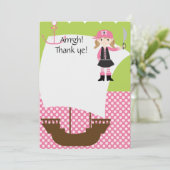 カスタマイズ可能な女の子の海賊船は感謝していしています サンキューカード (スタンド正面)