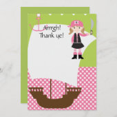 カスタマイズ可能な女の子の海賊船は感謝していしています サンキューカード (正面/裏面)