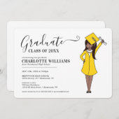 カスタマイズ可能な女の子アバター|高校卒業 招待状 (正面/裏面)