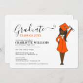 カスタマイズ可能な女の子アバター|高校卒業 招待状 (正面/裏面)