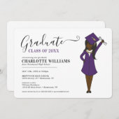 カスタマイズ可能な女の子アバター|高校卒業 招待状 (正面/裏面)