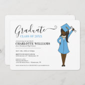 カスタマイズ可能な女の子アバター|高校卒業 招待状 (正面/裏面)