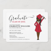 カスタマイズ可能な女の子アバター|高校卒業 招待状 (正面/裏面)