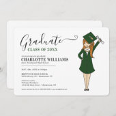 カスタマイズ可能な女の子アバター|高校卒業 招待状 (正面/裏面)