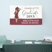 カスタマイズ可能な女の子アバター|高校卒業 横断幕 (トレードショー)