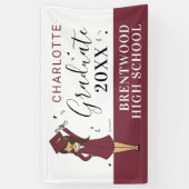 カスタマイズ可能な女の子アバター|高校卒業 横断幕 (縦)