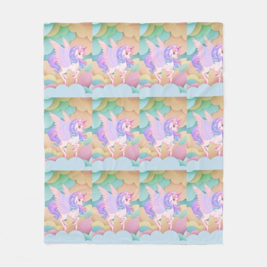 カスタマイズ可能な女の子ユニコーンのための毛布 フリースブランケット (正面)