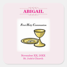 カスタマイズ可能な女子の聖体拝領の体と血 スクエアシール