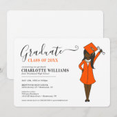 カスタマイズ可能な女子アバター | 高校卒業式 招待状 (正面/裏面)