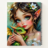 カスタマイズ可能な妖精とドラゴンのデザイン ノートブック (裏面)