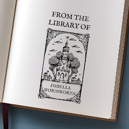 カスタマイズ可能な妖精の城蔵書票 ラバースタンプ