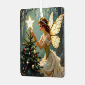 カスタマイズ可能な妖精の魔法のクリスマス メタルオーナメント (正面左)