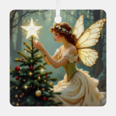 カスタマイズ可能な妖精の魔法のクリスマス メタルオーナメント (正面)