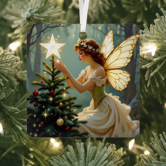カスタマイズ可能な妖精の魔法のクリスマス メタルオーナメント (インサイチュ)