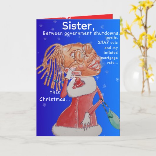 カスタマイズ可能な姉妹のクリスマスの経済の挨拶 カード (黄色い花)