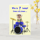 カスタマイズ可能な子どものドラム転が誕生日 カード (黄色い花)