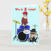 カスタマイズ可能な子どものドラム転が誕生日 カード (黄色い花)