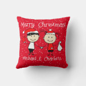 カスタマイズ可能な子供と大人のカップルのクリスマス クッション (裏面)