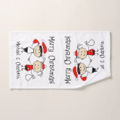 カスタマイズ可能な子供と大人のカップルのクリスマス ハンドタオル (ハンドタオル)