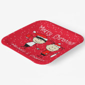 カスタマイズ可能な子供と大人のカップルのクリスマス ペーパープレート (傾斜あり)