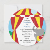 カスタマイズ可能な子供のサーカスの誕生会 招待状 (正面)