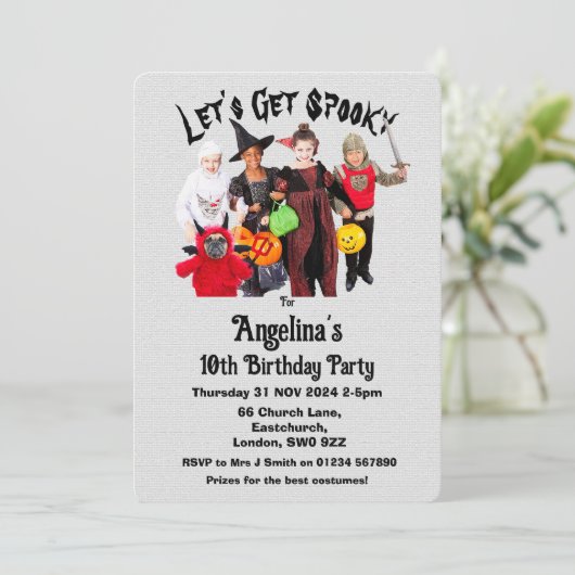 カスタマイズ可能な子供の衣装誕生日招待状カード 招待状 (スタンド正面)