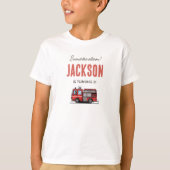 カスタマイズ可能な子供の誕生日パーティー装飾の赤い消防車 |  Tシャツ (正面)