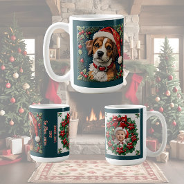 カスタマイズ可能な子犬の驚きのクリスマス コーヒーマグカップ
