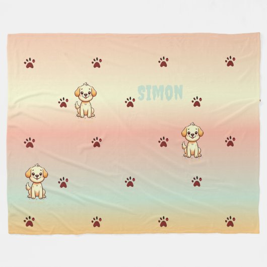 カスタマイズ可能な子犬をテーマにしたフリースブランケット** 🐶💖 フリースブランケット (正面(横))