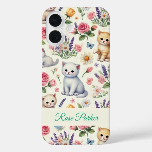 カスタマイズ可能な子猫とフローラ電話ケース Case-Mate iPhoneケース (裏面)