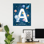 カスタマイズ可能な宇宙アドベンチャー Letter 'A' ポスター (ホームオフィス)