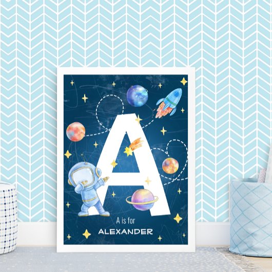 カスタマイズ可能な宇宙アドベンチャー Letter 'A' ポスター