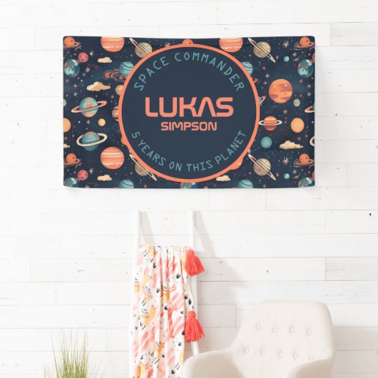 カスタマイズ可能な宇宙パーティーバナー – テキストを追加！ 横断幕 (インサイチュ)