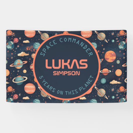 カスタマイズ可能な宇宙パーティーバナー – テキストを追加! 横断幕 (横)