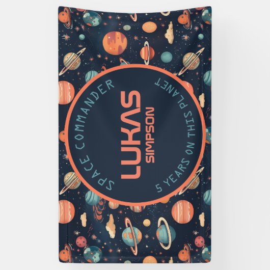 カスタマイズ可能な宇宙パーティーバナー – テキストを追加! 横断幕 (縦)