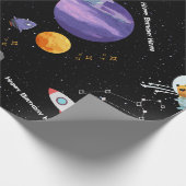 カスタマイズ可能な宇宙動物誕生日ラッピングペ ラッピングペーパー (角)