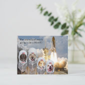 カスタマイズ可能な宇宙飛行士の犬の先生はがき ポストカード (スタンド正面)