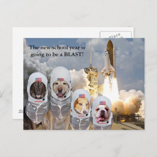 カスタマイズ可能な宇宙飛行士の犬の先生はがき ポストカード (正面/裏面)